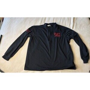 Tony Lama Men's M Black Pullover 1/4 Zip Front Shirt Embroidered Cotton Blend